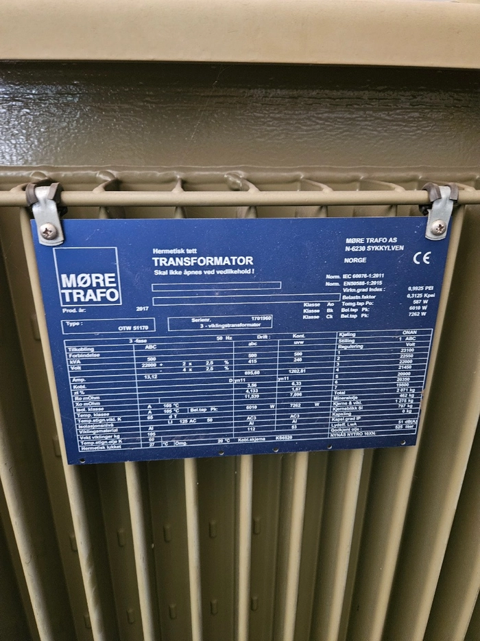 500kVA - 22 / 0,415 / 0,24kV